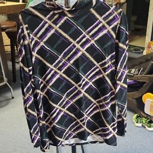 Chico's Purple and Black Patterned Top